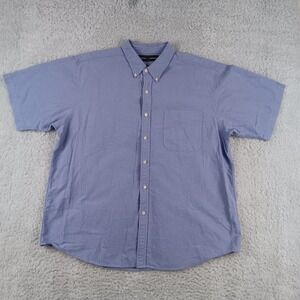 Boston Common Mens 2XL Blue Short Sleeve Button Down Cotton Shirt 06749